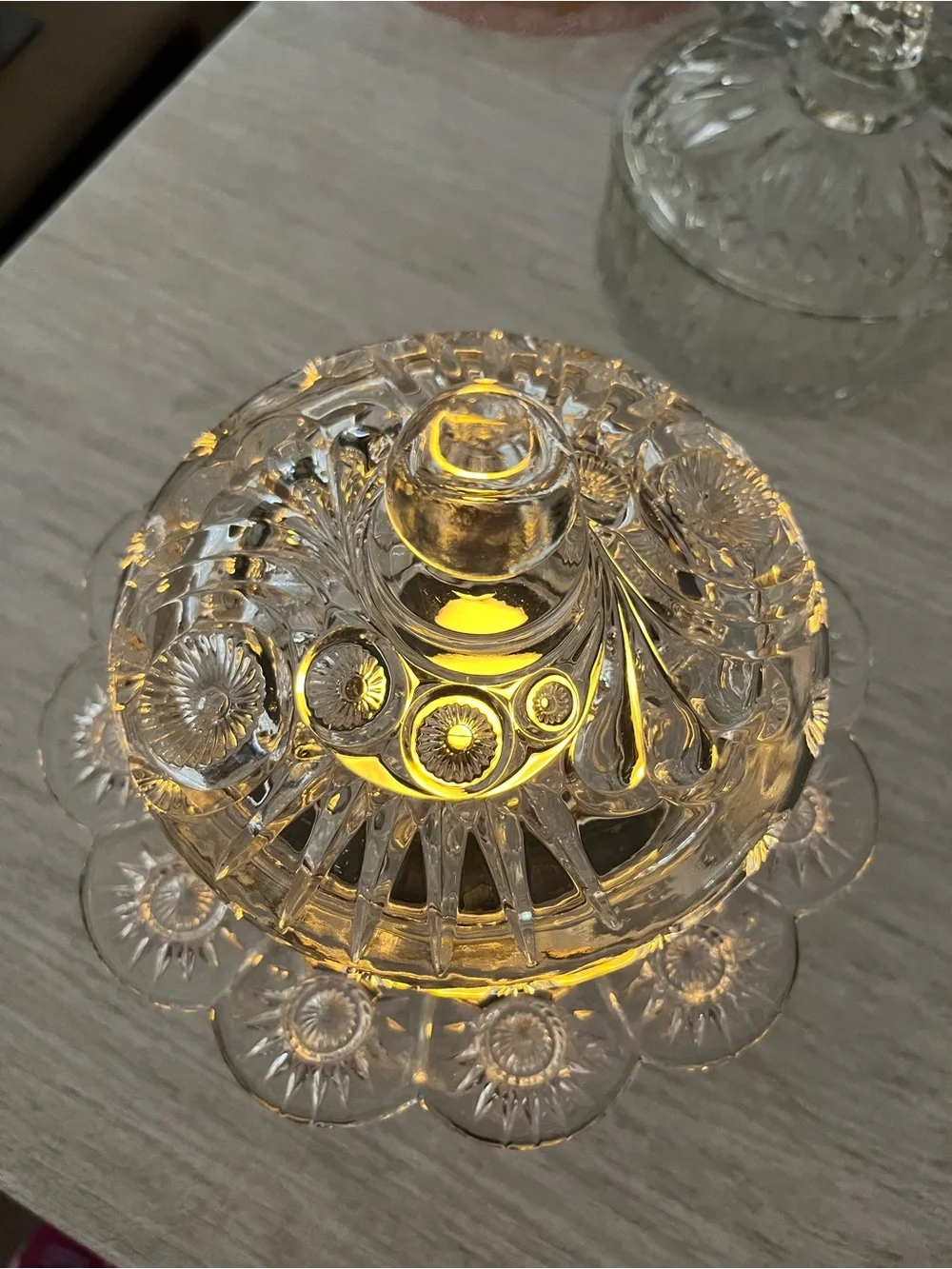 EAPG Pressed Glass Covered Butter Dish Styled as a Fairy Lamp